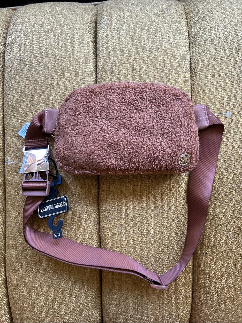 Steve Madden Mauve/Pink Sherpa Crossbody Belt Bag